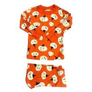 Hanna Andersson Pumpkin Print Long John Pajama Set Sz 120cm